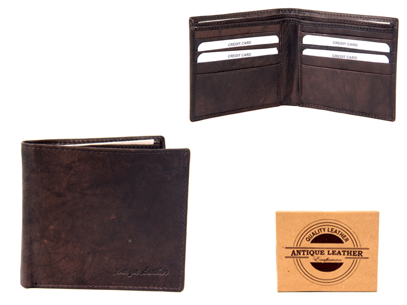 1061 BROWN ANTIQUE LEATHER RFID WALLET - Click Image to Close